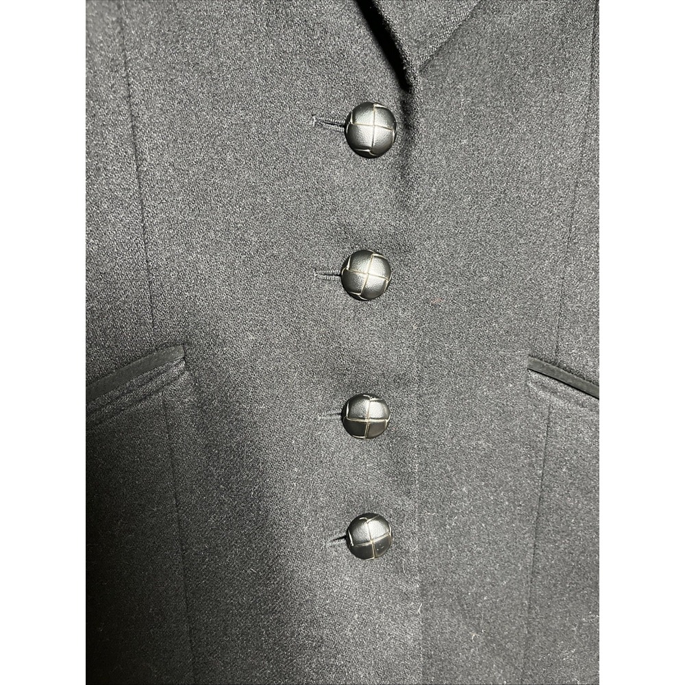 Vintage Charles Klein Womens Size 6 Black Wool Blazer Suede Collar Elbow Patches - Picture 3 of 9